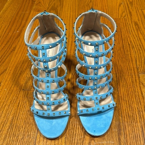 NEW - Valentino Blue Stud Heels - Picture 7 of 16
